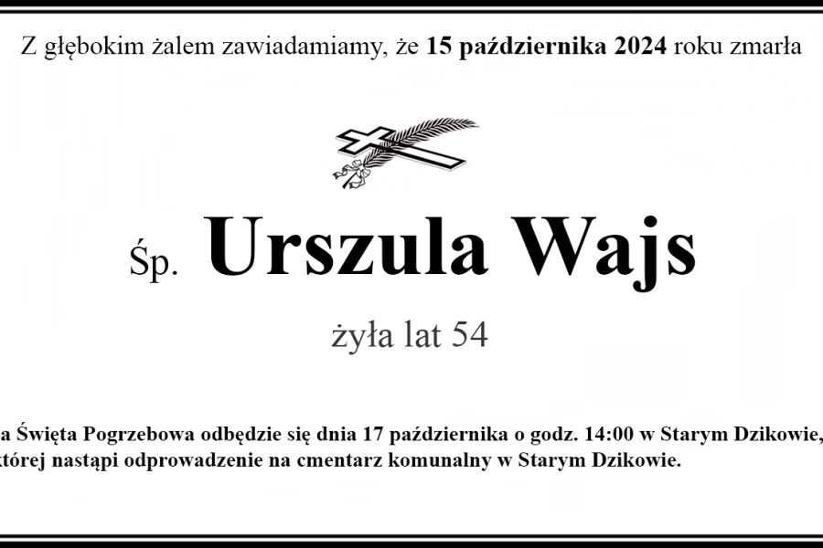 Zmarła Urszula Wajs
